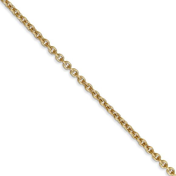 2.2mm 14k Yellow Gold Solid Cable Chain Necklace 20 Inch